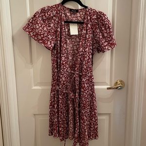 Madewell Red Floral Wrap Dress
